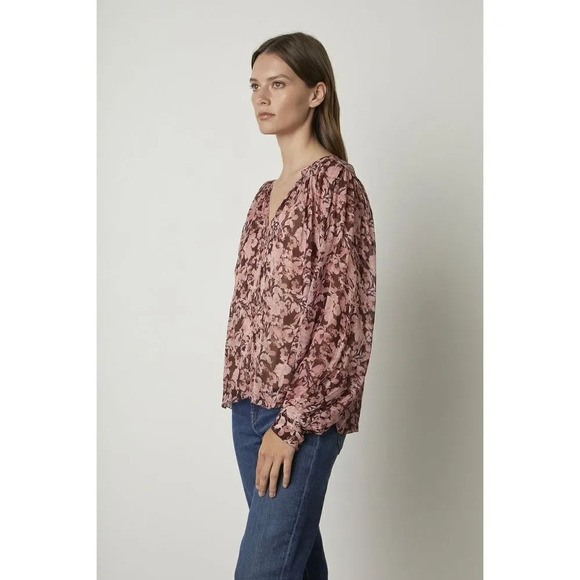 Velvet Miley Printed Boho Blouse Pink Floral  Size XS - Picture 3 of 14